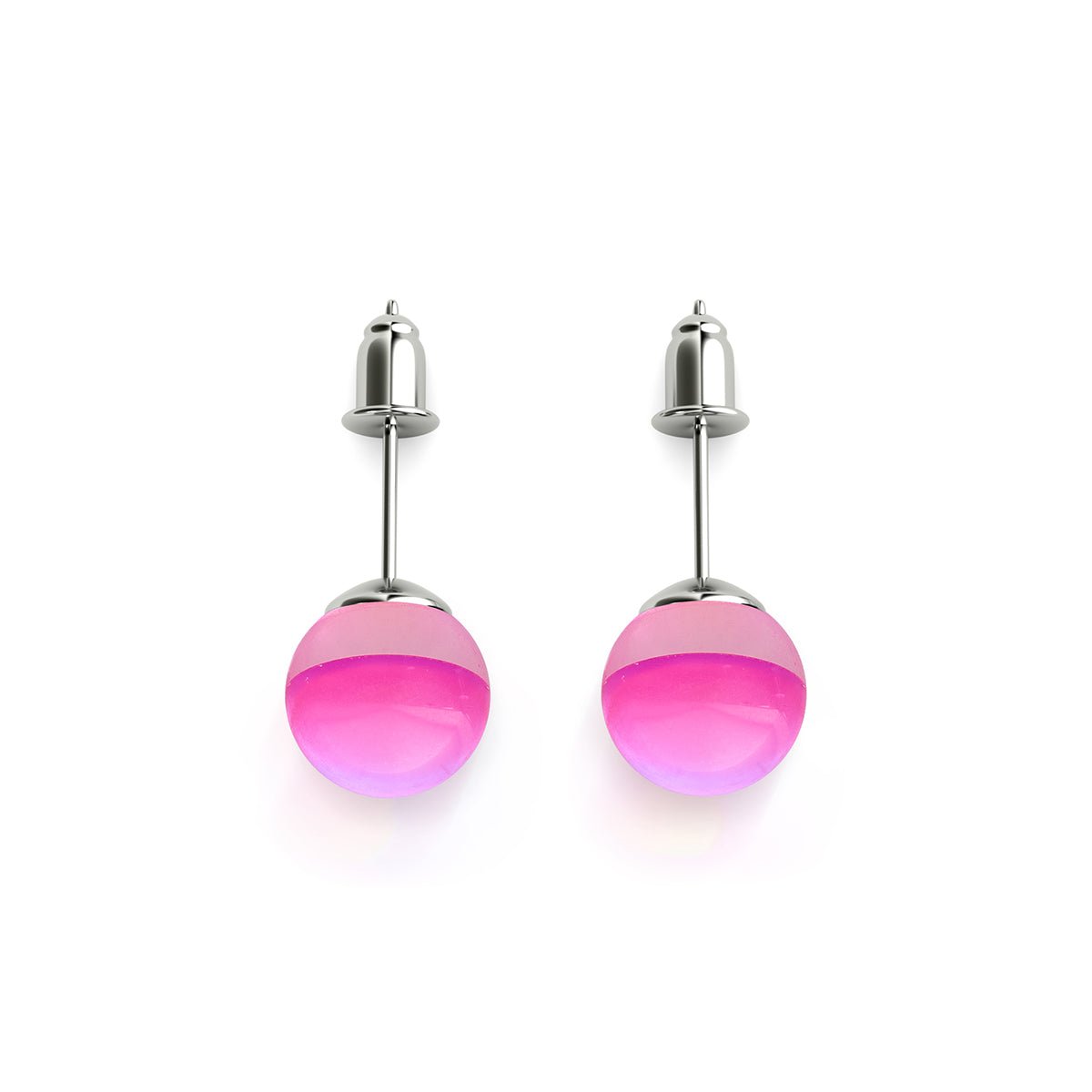 Nébuleuse rose | Argent sterling .925 | Boucles d'Oreilles Verre Galaxie